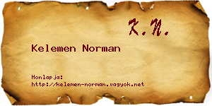 Kelemen Norman névjegykártya